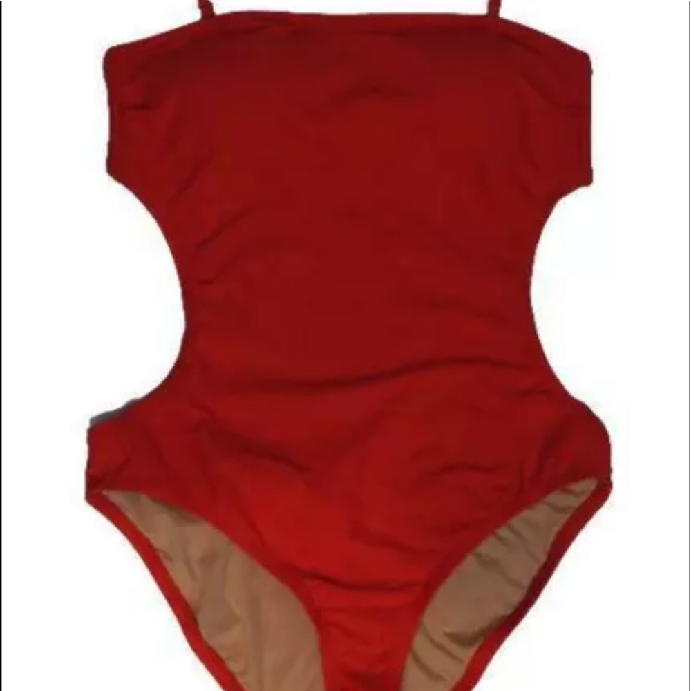J Crew Red One Piece Monokini Swimsuit NWT Size 12